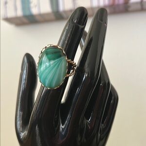 Green Malachite Gold Time Adjustable Ring